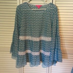 Lilly Pulitzer Blue/White eyelet shirt